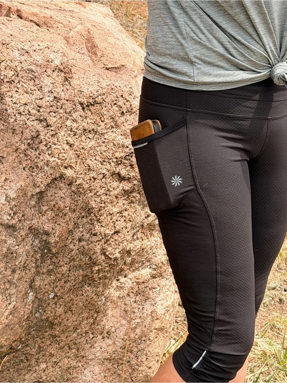 Athleta Black Dobby Be Free knickers Size Medium EUC great for hiking in. - Picture 6 of 6